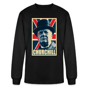 Winston Churhill Union Jack Propaganda Pop Art - Men's Long Sleeve T-Shirt - black - Front