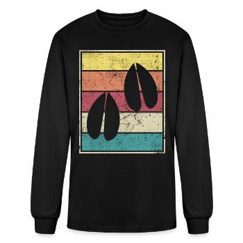 Roe Deer Tracks Footprint Retro Vintage - Men's Long Sleeve T-Shirt - black - Front