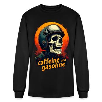 Caffeine And Gasoline Skull Illustration - Men's Long Sleeve T-Shirt - black - Front
