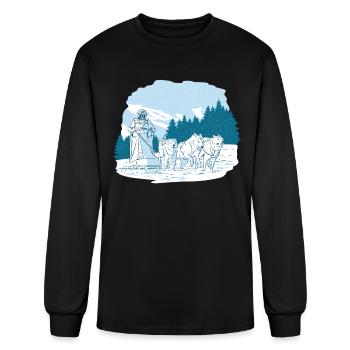 Mushing Sled Dog Racing Husky Sledding - Men's Long Sleeve T-Shirt - black - Front