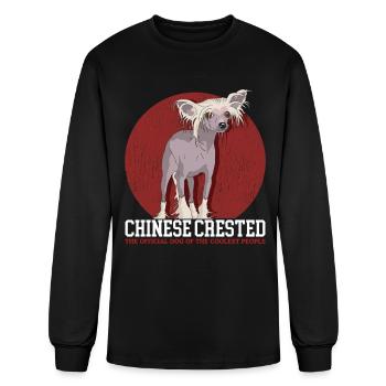 Chien chinois à crête des plus cool - T-shirt à manches longues Homme - noir - Devant