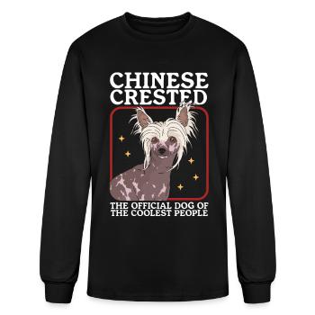Chien chinois à crête des plus cool - T-shirt à manches longues Homme - noir - Devant