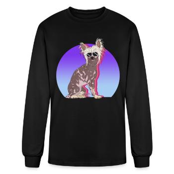 Propriétaire de chien à crête chinois - T-shirt à manches longues Homme - noir - Devant