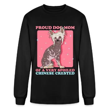 Propriétaire de chien chinois à crête maman - T-shirt à manches longues Homme - noir - Devant