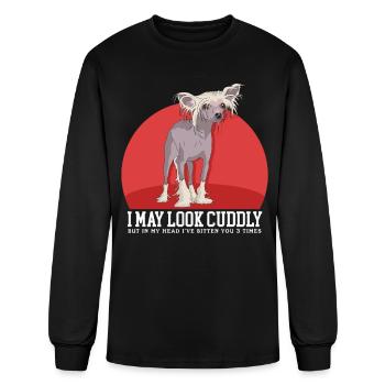 Les chiens chinois à crête peuvent avoir l’air câlins - T-shirt à manches longues Homme - noir - Devant