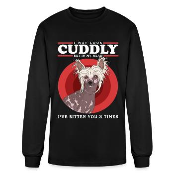 Les chiens chinois à crête peuvent avoir l’air câlins - T-shirt à manches longues Homme - noir - Devant