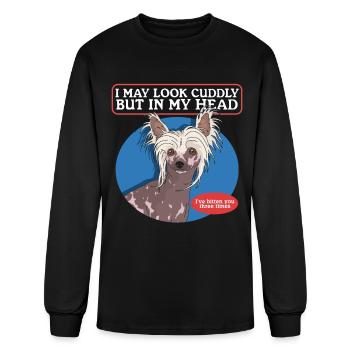 Les chiens chinois à crête peuvent avoir l’air câlins - T-shirt à manches longues Homme - noir - Devant
