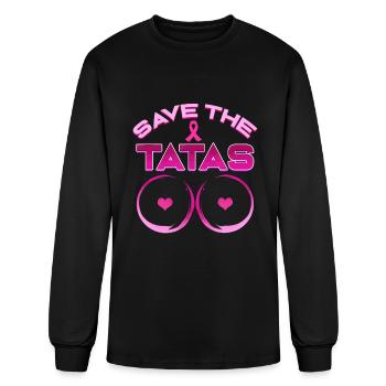 Save The Tatas - Pink Ribbon T-Shirt - Men's Long Sleeve T-Shirt - black - Front