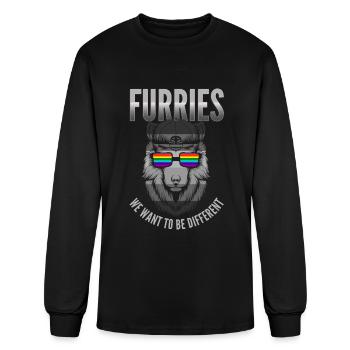furry, furry cat, furries - Men's Long Sleeve T-Shirt - black - Front