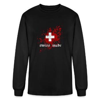 fait en Suisse - T-shirt à manches longues Homme - noir - Devant