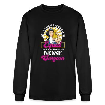 Nose Surgeon Girl Rhinoplasty Cosmetic Funny Nose - Men's Long Sleeve T-Shirt - black - Front