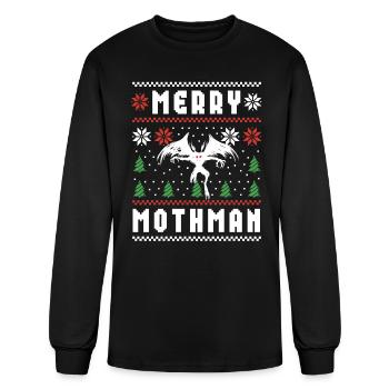 Mothman Ugly Christmas Sweater Merry Mothman - Men's Long Sleeve T-Shirt - black - Front