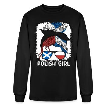 Moitié Ecossais Moitié Polonais Pologne Ecosse - T-shirt à manches longues Homme - noir - Devant