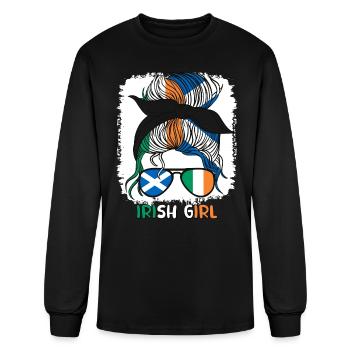Écossais Demi Irlandais Fille Irlande Ecosse cailín - T-shirt à manches longues Homme - noir - Devant