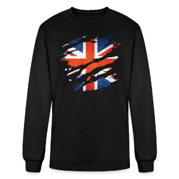 Great Britain - National Flag, Scratches, Cracks - Men's Long Sleeve T-Shirt - black - Front
