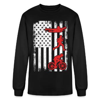 Patriotic Triathlete - Men's Long Sleeve T-Shirt - black - Front
