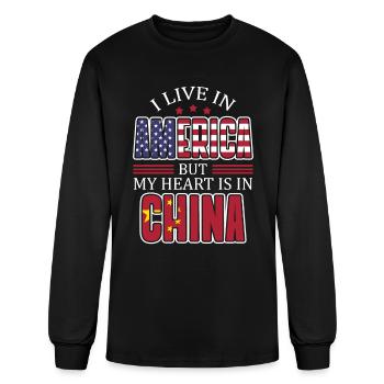 My Heart Is In China | Chinese Culture | Chinese - Men's Long Sleeve T-Shirt - black - Front