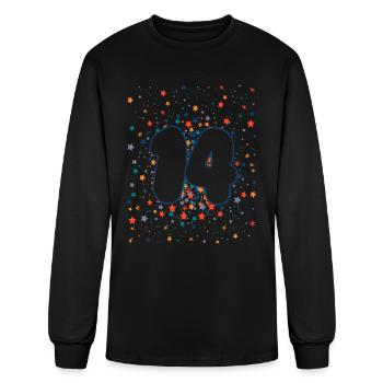 14th Birthday Stars Themed Colorful Birthday - Men's Long Sleeve T-Shirt - black - Front