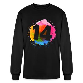 14th Birthday Color Paint Splash Birthday Party | - Men's Long Sleeve T-Shirt - black - Front
