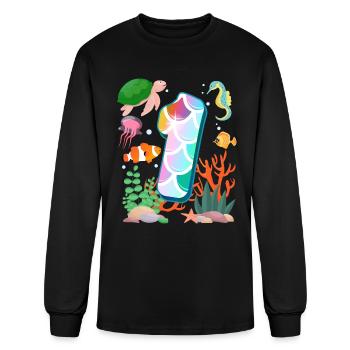 1st Birthday | Underwater Themed Birthday | - Men's Long Sleeve T-Shirt - black - Front