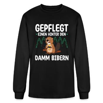 GEPFLEGT EINEN HINTER DEN DAMM BIBERN - Men's Long Sleeve T-Shirt - black - Front
