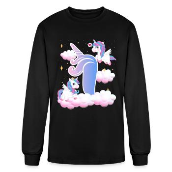 1st Birthday | Unicorn Birthday | Unicorn Themed - Men's Long Sleeve T-Shirt - black - Front