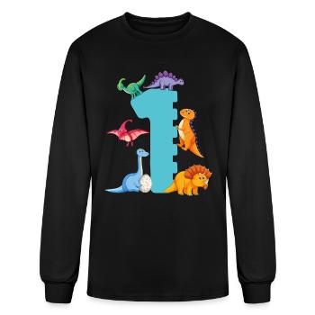 1st Birthday | Dinosaur Birthday Shirt | Dinosaur - Men's Long Sleeve T-Shirt - black - Front