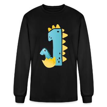 1st Birthday | Dinosaur Birthday | Birthday Gift - Men's Long Sleeve T-Shirt - black - Front