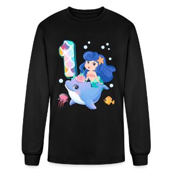 1st Birthday | Mermaid Birthday | Birthday Gift | - Men's Long Sleeve T-Shirt - black - Front