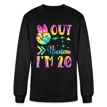 Peace Out Nineteen I'm 20 | Tie Dye Themed - Men's Long Sleeve T-Shirt - black - Front