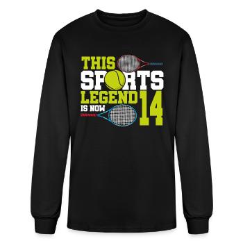 This Sports Legend Is Now 14, Tennis 14th Birthday - Men's Long Sleeve T-Shirt - black - Front