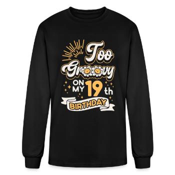 Too Groovy On My 19th Birthday Nineteen Years Old - Men's Long Sleeve T-Shirt - black - Front