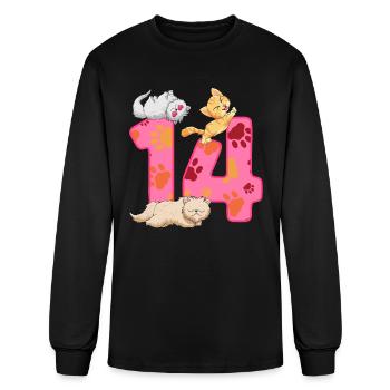 14th Birthday Kittens | Cat Birthday Shirt | Cat - Men's Long Sleeve T-Shirt - black - Front