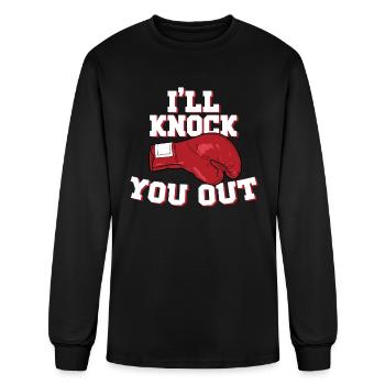 I'll Knock You Out Sports Boxer Sparring Gloves - Men's Long Sleeve T-Shirt - black - Front