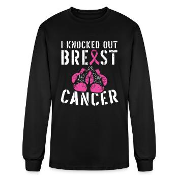 I Knocked Out Breast Cancer Boxer Breast Cancer - Men's Long Sleeve T-Shirt - black - Front