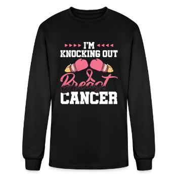I'm Knocking Out Boxing Sports Breast Cancer - Men's Long Sleeve T-Shirt - black - Front
