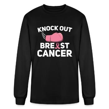 Knock Out Cancer Boxing Sports Breast Cancer - Men's Long Sleeve T-Shirt - black - Front