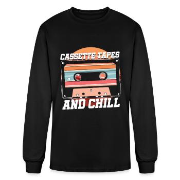 Cassette Tapes and Chill Audio Recording 90s - Men's Long Sleeve T-Shirt - black - Front