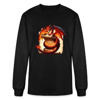 Fantasy Creature Papyrus Scroll Dungeon Dragon - Men's Long Sleeve T-Shirt - black - Front