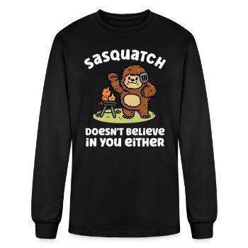 Sasquatch Bigfoot Doesn't Believe Either Summer - Men's Long Sleeve T-Shirt - black - Front