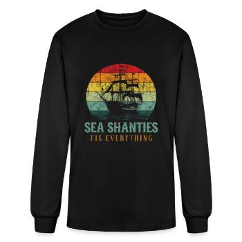 Sea Shanties Fix Everything Sea Shanty Ship Retro - Men's Long Sleeve T-Shirt - black - Front
