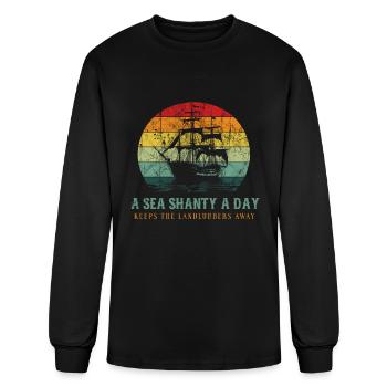 Sea Shanties Landlubbers Sea Shanty Ship Retro - Men's Long Sleeve T-Shirt - black - Front