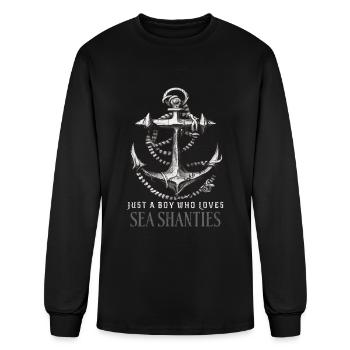 Boy Who Loves Sea Shanties Sea Shanty Ship Anchor - Men's Long Sleeve T-Shirt - black - Front
