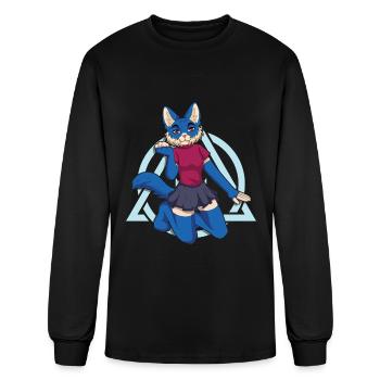 Furry Fox Alter Otherkin Therian - Men's Long Sleeve T-Shirt - black - Front