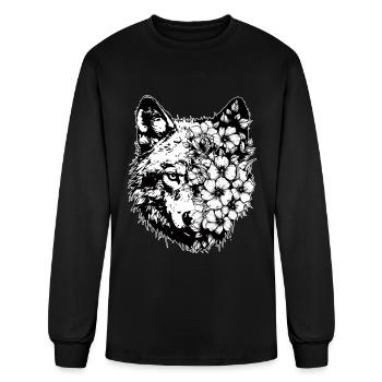 Wolf flowers Alter Otherkin Therian - Men's Long Sleeve T-Shirt - black - Front