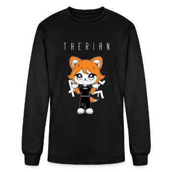 Therian Furry Alter Otherkin Fox - Men's Long Sleeve T-Shirt - black - Front