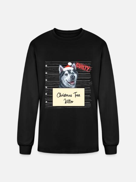 Husky christmas funny prison - Men's Long Sleeve T-Shirt - black