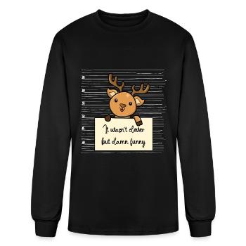 Deer was not clever but funny - Men's Long Sleeve T-Shirt - black - Front