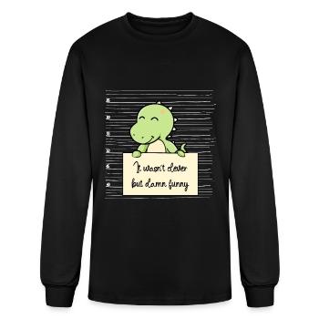 Dinosaur was not clever but funny - Men's Long Sleeve T-Shirt - black - Front