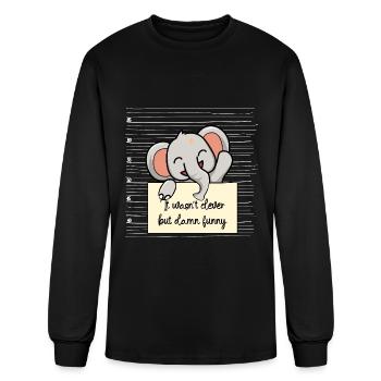 Elephant was not clever but funny - Men's Long Sleeve T-Shirt - black - Front